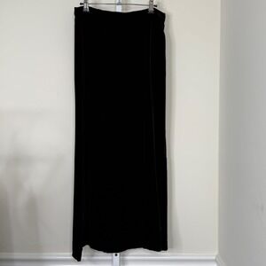 Casual Corner Maxi Skirt Women's Size‎ 10 Black Velvet Silk Blend Buttoned Waist